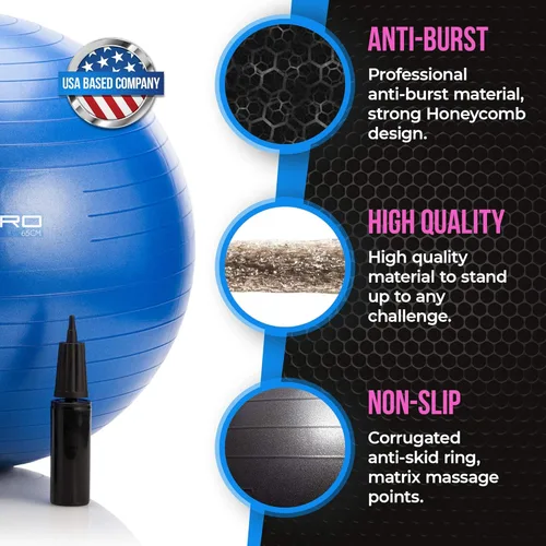 Vista 2 de Pelota de ejercicio material extra grueso, ecológico y antiexplosión soporta más de 2200 libras, bola de estabilidad para el hogar, yoga, pelota