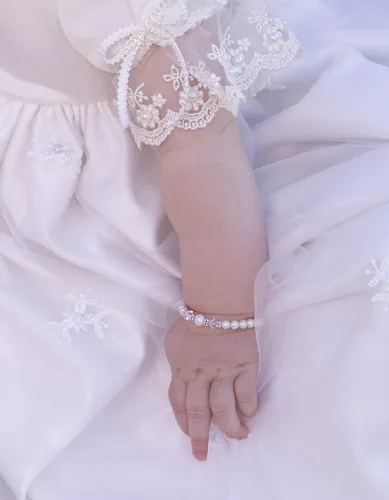 Vista 3 de Cherished Moments Pulsera de recuerdo de bebé a novia en plata de ley 925 y perlas cultivadas para bebé niña