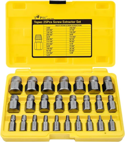 Vista 8 de Topec Easy Out - Juego de extractor de tornillos de 13 piezas, kit de extractor de pernos multilínea Easy Out, removedor de cabeza hexagonal