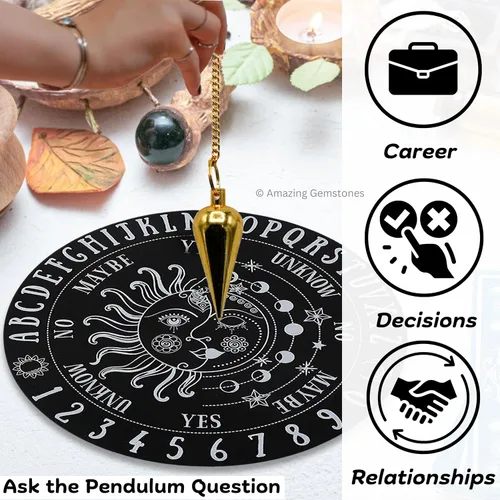 Vista 6 de Péndulos de metal curativos de Amazing Gemstone para adivinación, cúpula dorada de acero de cobre de alta energía, péndulo de bronce, péndulos