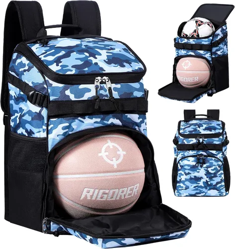 Vista 14 de TRAILKICKER Basketball Bag Backpack with Ball Holder Multi-Sport Backpack for Soccer Volleyball Football Baseball Helmet