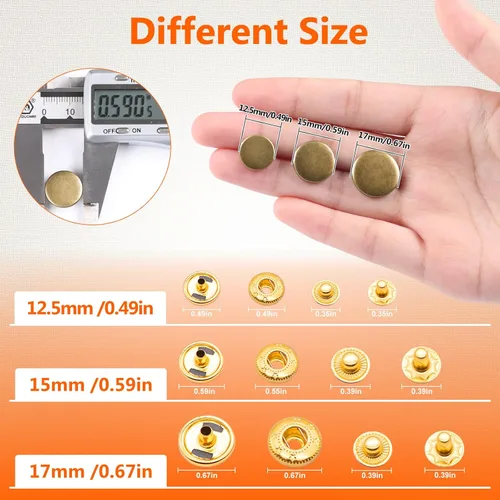 Vista 5 de Alritz 120 Juegos de Broches de Presión de Cuero con Martillo Perforador, Botones de Metal de 12.5mm con Remaches de Presión con 4 Herramientas