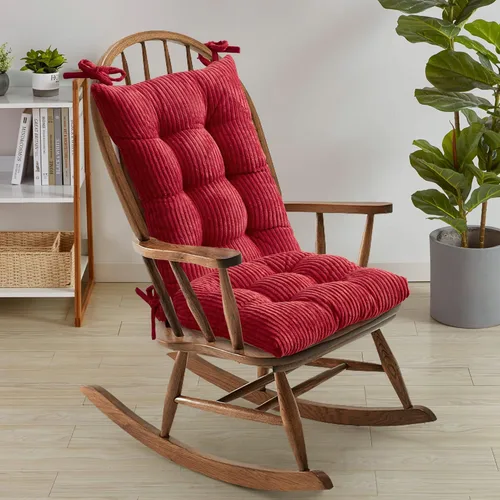 Vista 9 de Sweet Home Collection - Juego de cojines copetudos para silla mecedora (antideslizantes, parte superior e inferior con lazos) de terciopelo