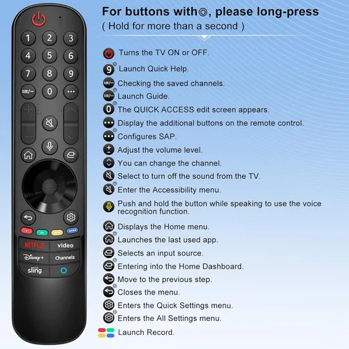 Vista 8 de AN-MR24gn-Mágico-para-LG-Smart-TV-Control-Remoto-de-Voz-Reemplazo Universal Compatible con LG OLED Webos Thinq Nano Cell Servicio de Televisores