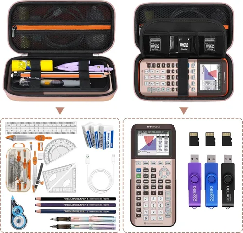 Vista 2 de Funda rígida para calculadora gráfica de color Texas Instruments TI-84 Plus CE/TI-84 Plus/TI-83 Plus CE/Casio fx-9750GIII, soporte de almacenamiento