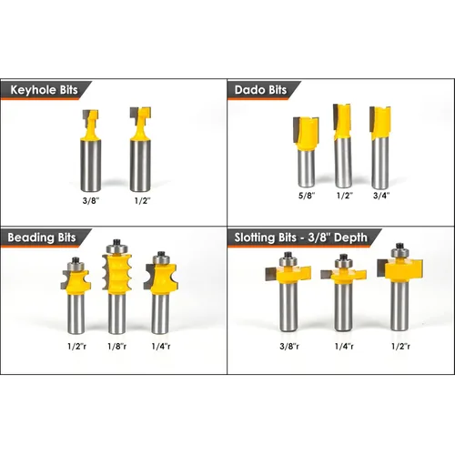 Vista 5 de Juego de brocas de router de 1/2 pulgada de vástago - BAIDETS Kit profesional de 70 piezas de brocas de carburo de 1/2 pulgada para carpintería