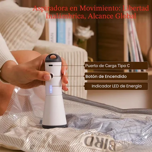 Vista 2 de Bolsas de almacenamiento al vacío Vacbird para viajes con bomba de aire recargable, 18 unidades de tamaño de equipaje de mano, compresión