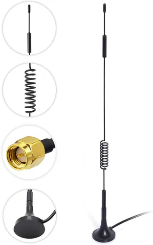 Vista 5 de Bingfu Antena macho MIMO SMA de base magnética 4G LTE 7dBi (2 unidades) compatible con enrutador CPE inalámbrico 4G LTE Hotspot Cellular Gateway