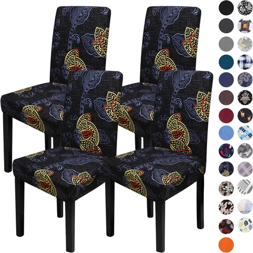 Vista 23 de Sufdari Juego de 2 fundas para sillas de comedor, fundas para sillas de cocina, fundas para sillas Parsons, protectores de sillas de elastano