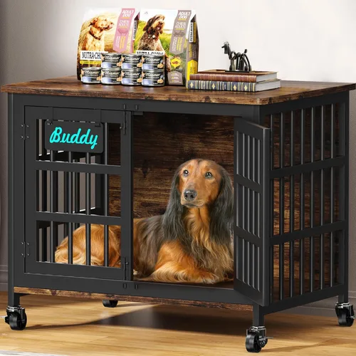 Vista 11 de EasyCom Jaula para Perros de Alta Resistencia para Interior con Etiqueta de Nombre, Mueble de Jaula para Perros de 27 Pulgadas para Perros Pequeños