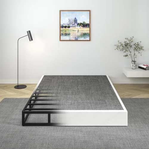 Vista 11 de Base de cama con somier individual de 7 pulgadas, base de colchón individual de metal para uso pesado con cubierta de tela, fácil montaje