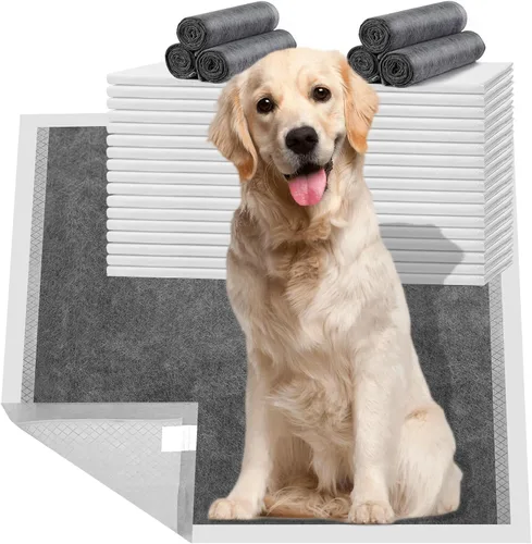 Vista 8 de Almohadillas de carbón para orina de perro, extra grandes, 28" x 34" pulgadas, 30 unidades, almohadillas para orinal para perros con cinta adhesiva