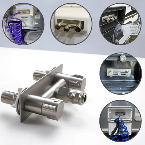 Vista 6 de Grifo de Conexión Rápida para Exterior de RV Totalmente Metálico, Repuesto de Grifo de Ducha de RV de 4", Kit de Válvula de Ducha Exterior de RV