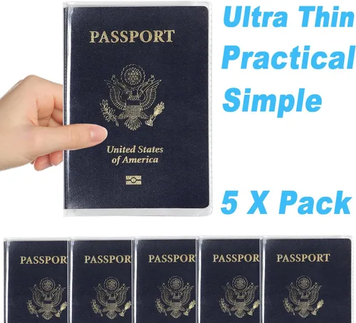 Vista 7 de Funda impermeable transparente para pasaporte, protector de pasaporte de plástico, artículos esenciales de viaje, unisex para adultos, con funda