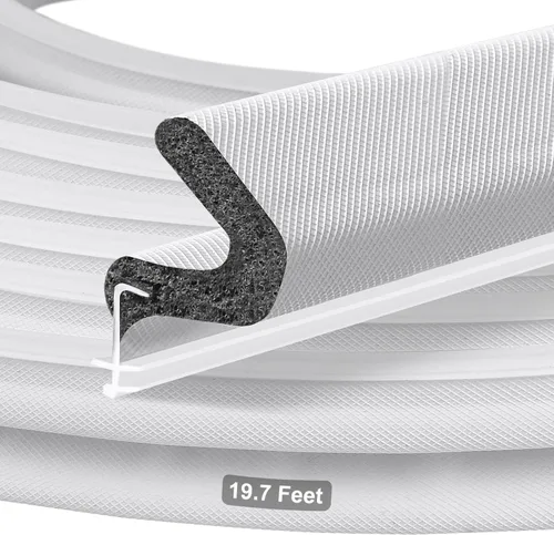 Vista 8 de Cinta de sellado Kerf extra larga para puertas con burlete para espacios grandes y fácil instalación (5.99 m, negro)
