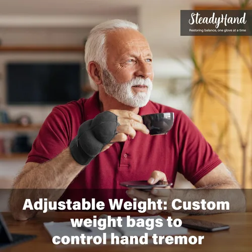 Vista 5 de Guantes con peso para temblores, pesas de muñeca para pacientes con temblores de mano y Parkinson, guantes con peso ajustables para manos constantes