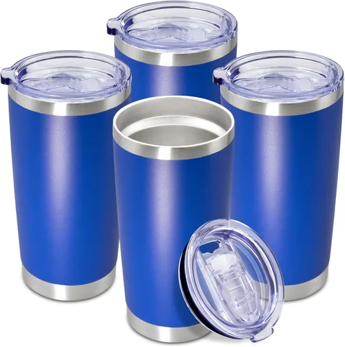 Vista 54 de Vaso de viaje de café de 20 onzas a granel con tapa, acero inoxidable de doble pared aislada al vacío, tazas con recubrimiento en polvo que se