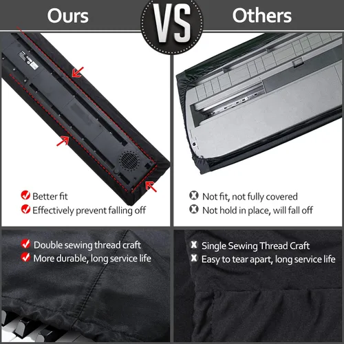 Vista 3 de Cubierta antipolvo para teclado de piano de 61 teclas, cubiertas ajustables para teclado de piano eléctrico para pianos eléctricos digitales