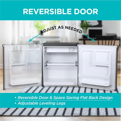 Vista 5 de BLACK+DECKER Refrigerador compacto de 1.7 pies cúbicos, certificado ENERGY STAR, mini refrigerador de una sola puerta con compartimento enfriador