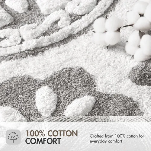 Vista 4 de Madison Park Casablanca 100% Cotton Tufted Bathroom Rugs Luxurious Plush Medallion Floral Pattern Bath Mat Absorbent, Quick Dry, Spa Design Shower
