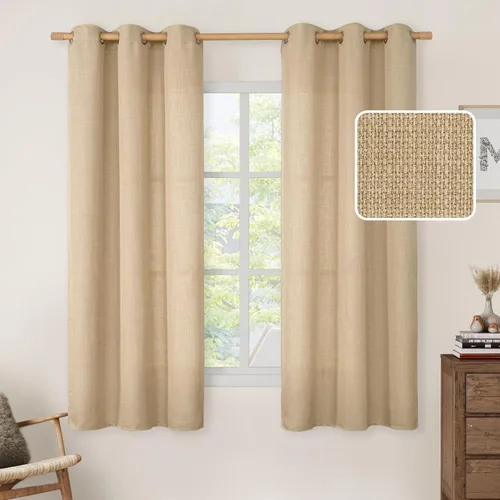 Vista 29 de LAMIT Cortinas de Lino Blancas Semitransparentes para Dormitorio, Paneles Filtrantes de Luz, Cortinas de Lino con Ojales de Protección de Privacidad