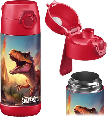 Vista 8 de Jarlson® MALI - Botella de agua para niños [18 onzas], botella térmica de acero inoxidable sin pajilla, botella de agua aislada a prueba de fugas