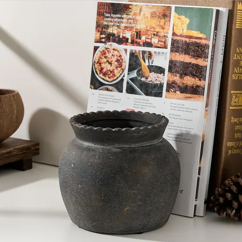 Vista 175 de SIDUCAL Florero decorativo de cerámica Florero rústico de 7.48 pulgadas para decoración del hogar, mesa, sala de estar, baño, escritorio de café