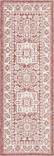 Vista 286 de Unique Loom Outdoor Aztec Collection Alfombra de área - Chalca (10 pies, redonda, azul/marfil)