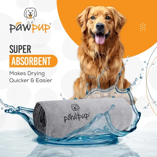 Vista 2 de Toallas de microfibra súper absorbente para perros para secar perros, gatos y otras mascotas (55 x 28 pulgadas, gris)