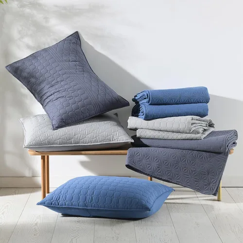 Vista 8 de HORIMOTE HOME Juego de Edredón Tamaño Queen Azul Acero - Colcha de Microfibra Suave con 2 Fundas, Cobertor Geométrico Ligero y para Todas