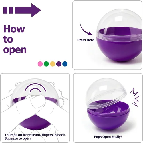 Vista 6 de 50 cápsulas de máquina expendedora multicolor de 2 pulgadas, cápsulas de máquina de chicle, cápsulas de premio, cápsulas de 2 pulgadas para premio