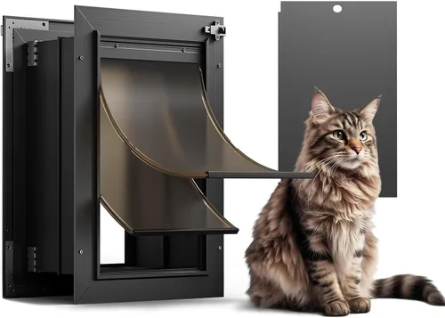 Vista 8 de Puerta para perro XL para pared, puerta de perro extra grande totalmente de aluminio, puerta de servicio pesado para mascotas, fácil de instalar, 2