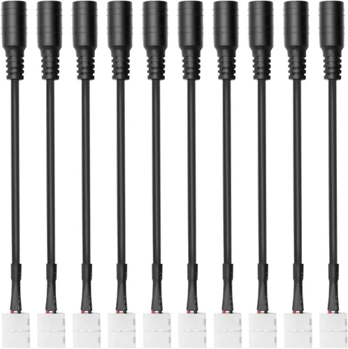 Vista 9 de LightingWill - Paquete de 10 conectores de tira a tira con cable. Sin soldadura. Conector de tira LED de 2 pines para tiras LED flexibles de 8 mm