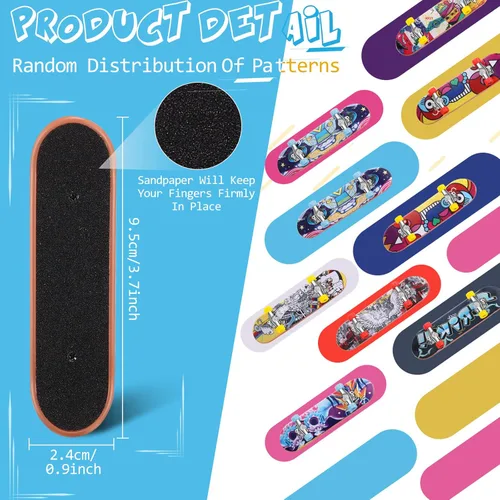 Vista 4 de Civaner Paquete de 10 Patinetas de Dedo DIY para Niños con Caja y Accesorios de Repuesto, Mini Patineta de Dedo Coleccionable, Kit de Juguete