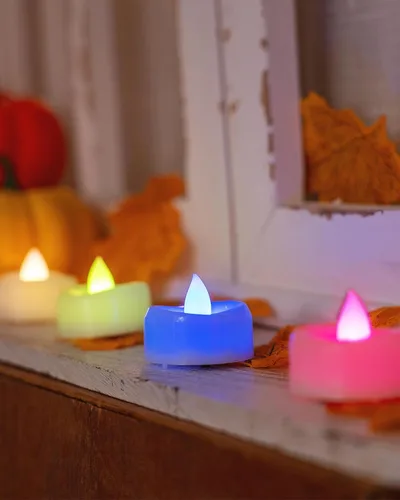 Vista 8 de Merrynights - Velas sin llama, paquete de 12 velas de té con cambio de color operadas con batería, velas sin llama de larga duración de más de 200