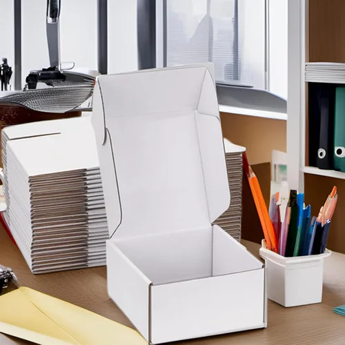 Vista 3 de Cajas de envío pequeñas de 8 x 8 x 4 pulgadas (paquete de 25) Cajas de cartón corrugado blancas resistentes para pequeñas empresas, comercio