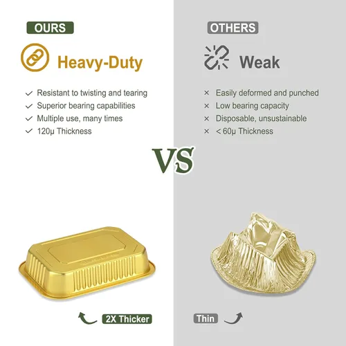 Vista 5 de Sartenes de papel de aluminio poco profundos de 6 x 4 pulgadas con tapas a presión, 20 onzas, paquete de 5 recipientes desechables extra gruesos