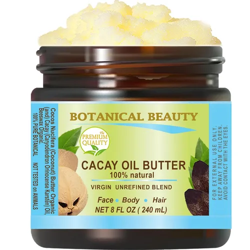 Vista 9 de Botanical Beauty Mantequilla de aceite de cacay, virgen, natural, puro, sin refinar, sin refinar, para cara, piel, cuerpo, cabello, uñas, vitamina
