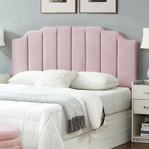 Vista 10 de 24KF - Cabecera con tapiz capitoné de terciopelo, diseño moderno de canales verticales y tablero curvo, para cama Queen/matrimonial, 6026-Q- negro
