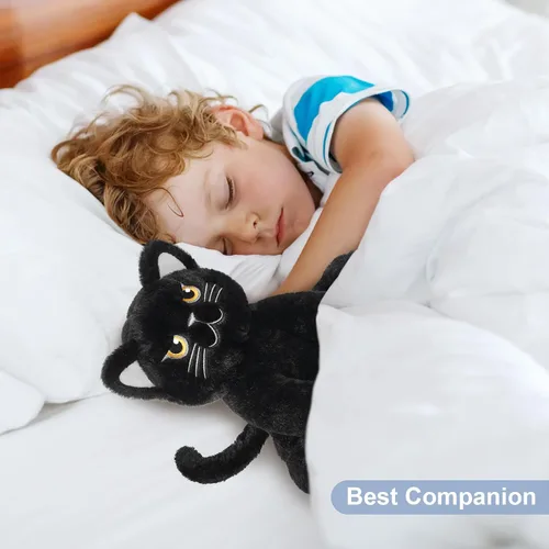 Vista 5 de SuzziPals Animales de peluche de gato negro calentables y refrigerables, lindos peluches de almohadilla térmica para microondas para calmar