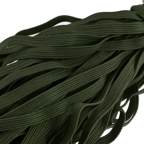 Vista 4 de MECCANIXITY Cordón elástico plano para coser de 1/4 de pulgada, 0.236 in, 33 yardas, cuerda elástica pesada para manualidades, color verde militar
