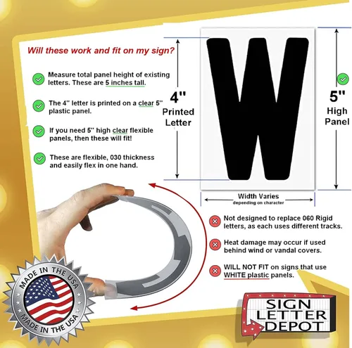 Vista 3 de Sign Letter Depot Letras de 4 pulgadas impresas en panel flexible de 5 pulgadas para letreros al aire libre – Letras de letrero portátiles