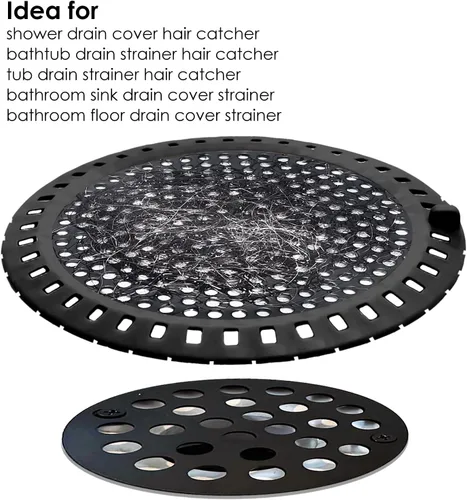 Vista 6 de Seatery 2 coladores de drenaje de pelo de ducha, colador, cubierta, filtro, trampa, tapón de drenaje de suelo, acero inoxidable con protector