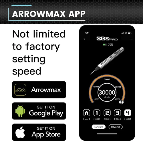 Vista 4 de AM ARROWMAX - Bolígrafo de grabado eléctrico, 42 puntas con estuche de aluminio, control de movimiento inteligente, OLED, Bluetooth, aplicación