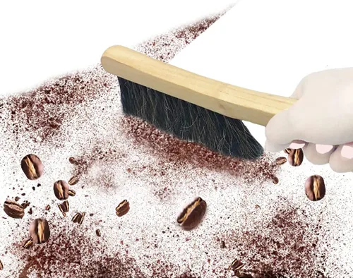 Vista 6 de Cepillo de mostrador para muebles, patio, carpintería, limpieza de dibujo, mango de madera con cerdas de crin de caballo, escoba de mano de 13