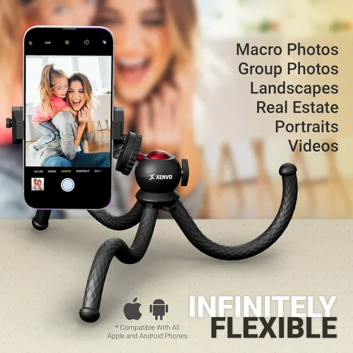 Vista 2 de Xenvo SquidGrip - Trípode flexible para teléfono celular y soporte portátil para cámara de acción, compatible con iPhone, GoPro, Android, Samsung
