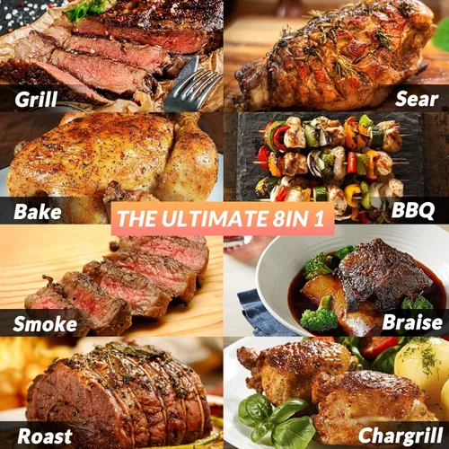 Vista 6 de ONLYFIRE GRILLS Parrilla Ahumadora de Pellets de Madera para BBQ con Sonda de Carne, Área de Cocción de 2 Niveles, Estufa Portátil de Mesa