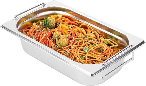 Vista 20 de Restaurantware Met Lux - Bandeja de mesa de vapor de 7 x 6.4 x 2.5 pulgadas, 1 sexto sartén de hotel, bandeja de acero inoxidable plateado profundo