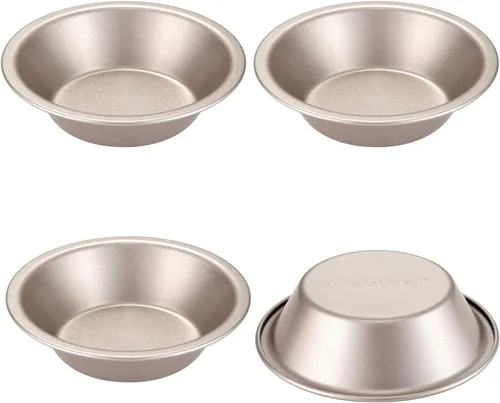 Vista 10 de CHEFMADE Juego de mini moldes para pudín, 3 pulgadas, 4 moldes antiadherentes para tarta de huevo, mini pasteles y panes para hornear horno y olla