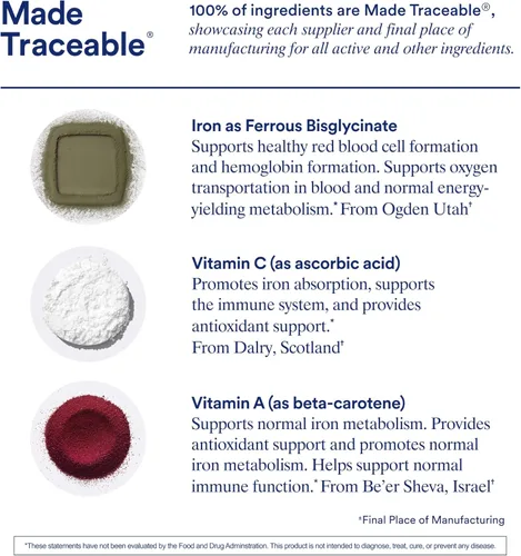 Vista 5 de Suplemento de hierro Ritual para apoyar niveles bajos de hierro 60 mg Rutina de dosificación de 48 horas con tecnología BioSeries™ más vitamina A